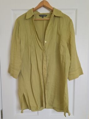 VINTAGE Addition Elle Olive-Green Button Front Tunic
